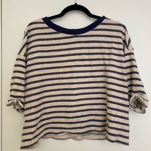 Old Navy Blue and Cream Stripes Blouse, Size L